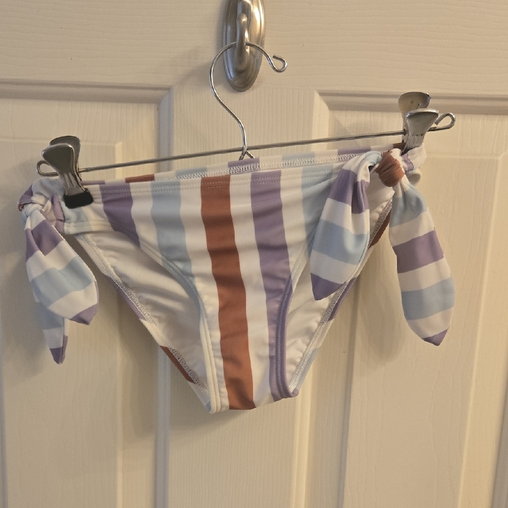 Aeropostale Striped Bikini (Top & Bottoms)- Purple, Blue, and Brown